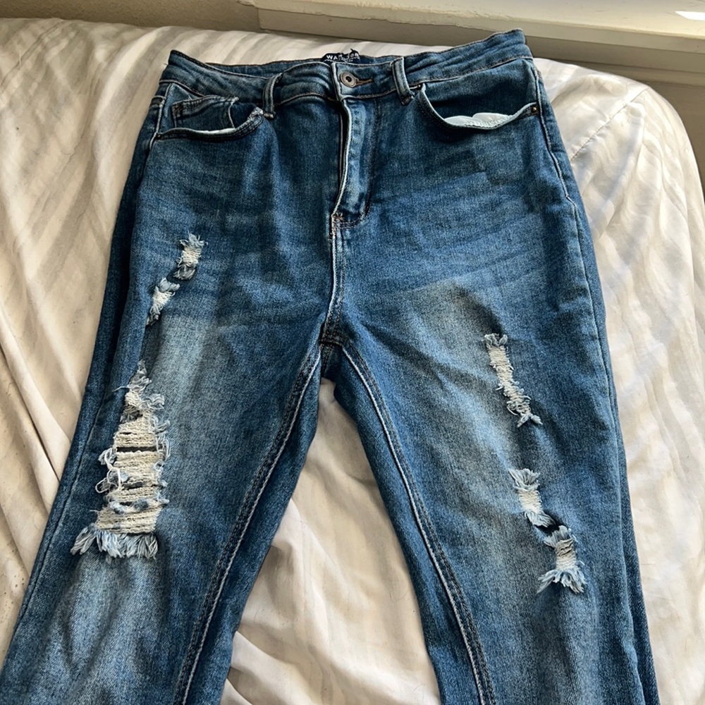 Very good condition, wax jeans, very distressed